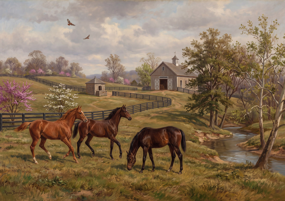 Thoroughbred Yearlings at the Bluegrass Farm jigsaw puzzle