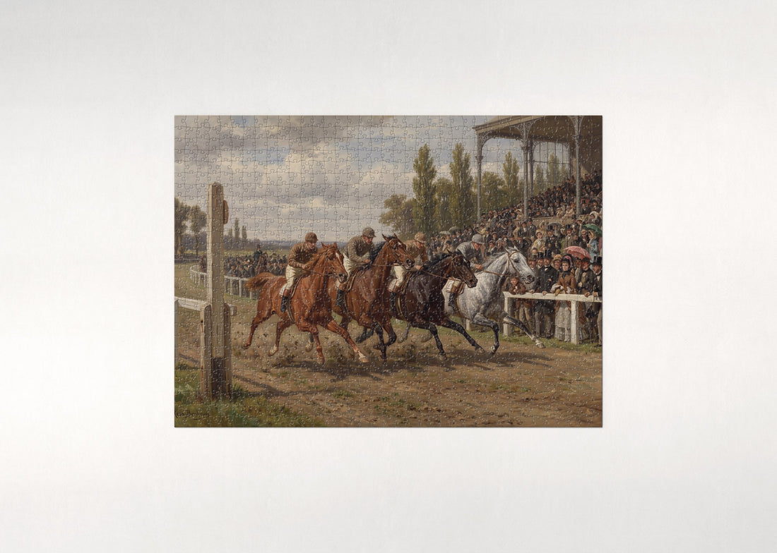 Thoroughbreds at the Finish Line jigsaw puzzle - gift box