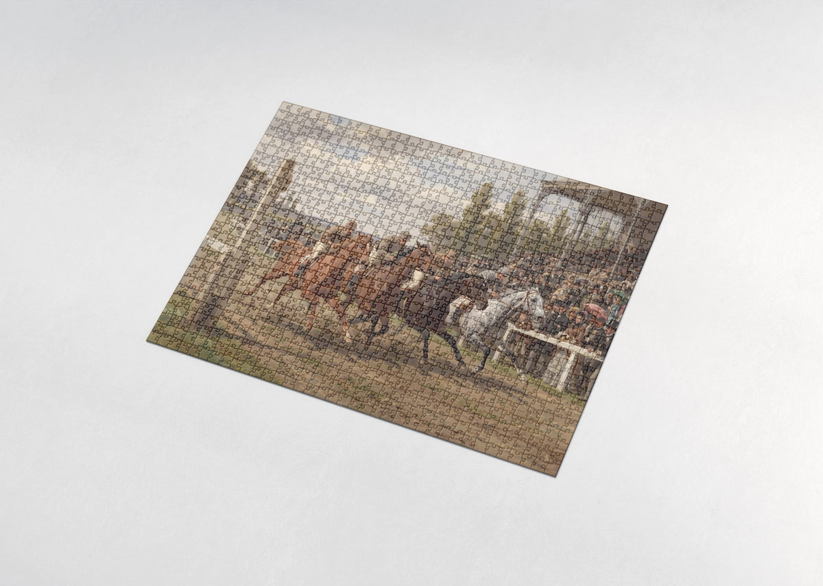 Thoroughbreds at the Finish Line jigsaw puzzle - assembled puzzle
