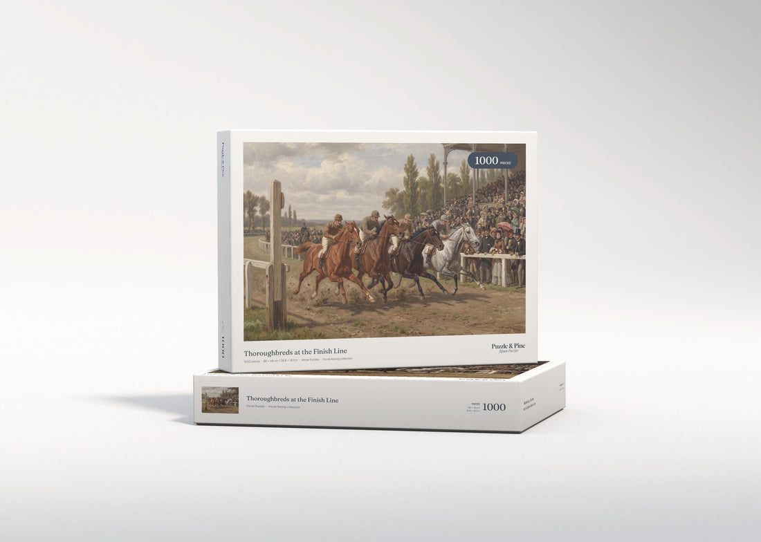 Thoroughbreds at the Finish Line jigsaw puzzle - gift box