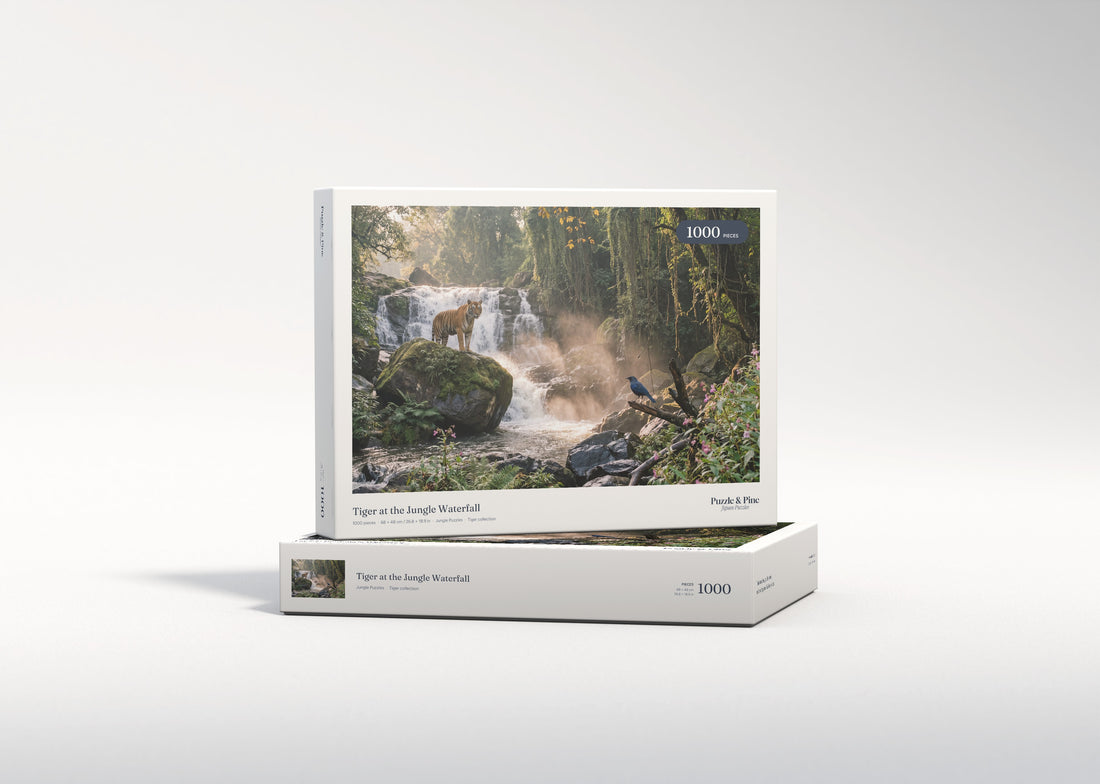 Tiger at the Jungle Waterfall jigsaw puzzle - gift box