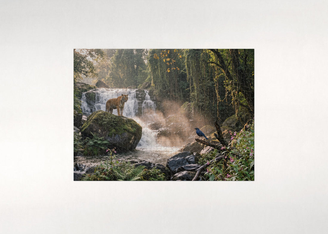 Tiger at the Jungle Waterfall jigsaw puzzle - gift box
