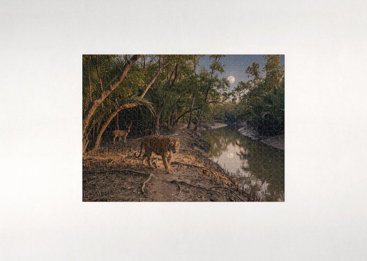 Tiger in the Night Jungle jigsaw puzzle - flat puzzle