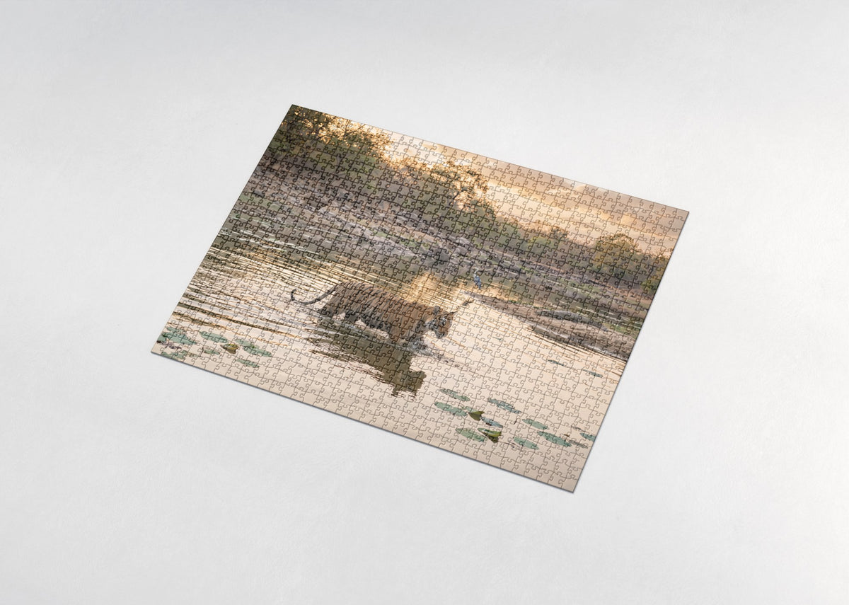 Tiger Walking Through the Water jigsaw puzzle - assembled puzzle