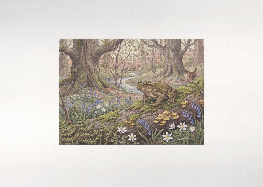 Toad on the Mossy Log jigsaw puzzle - gift box