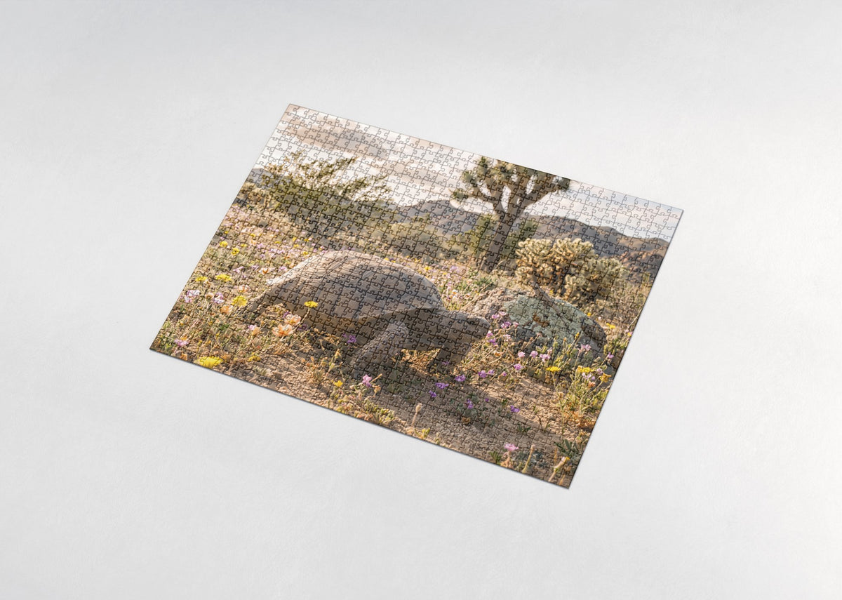 Tortoise in the Desert Wildflowers jigsaw puzzle - assembled puzzle