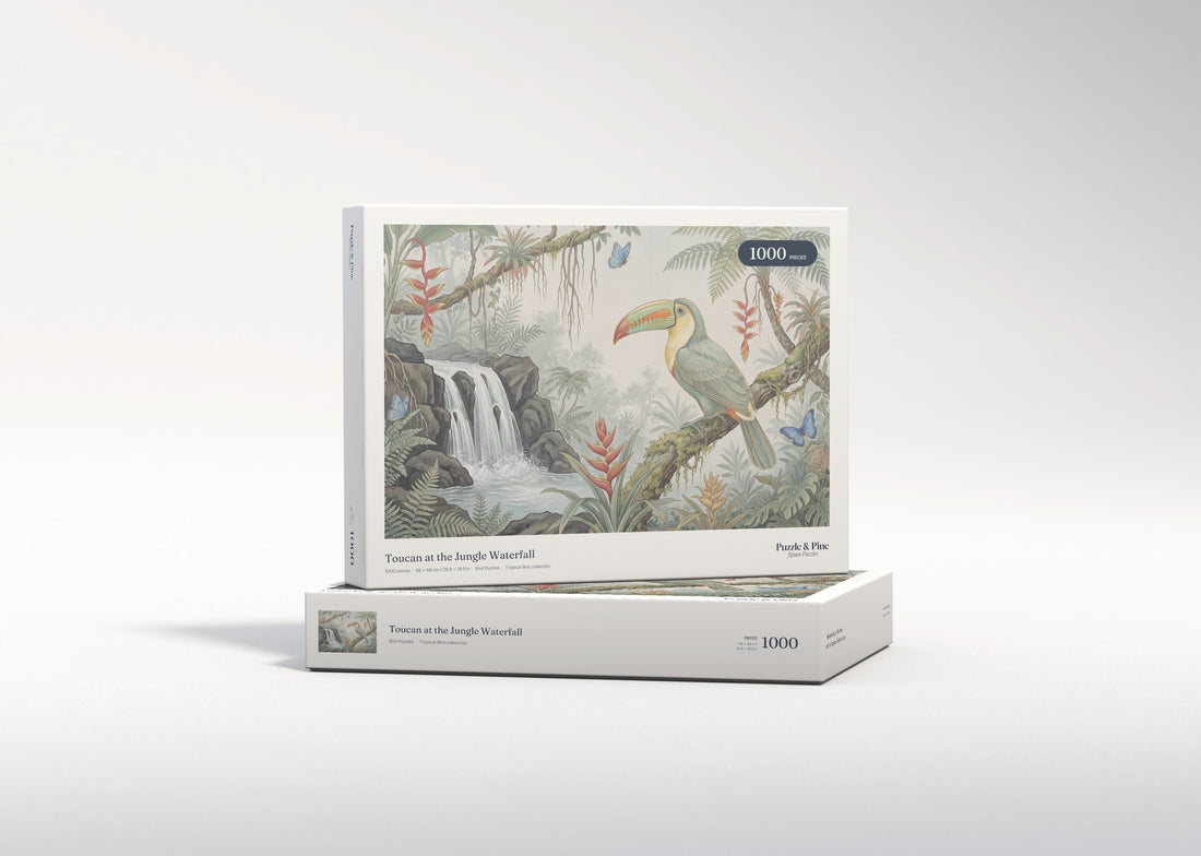 Toucan at the Jungle Waterfall jigsaw puzzle - gift box