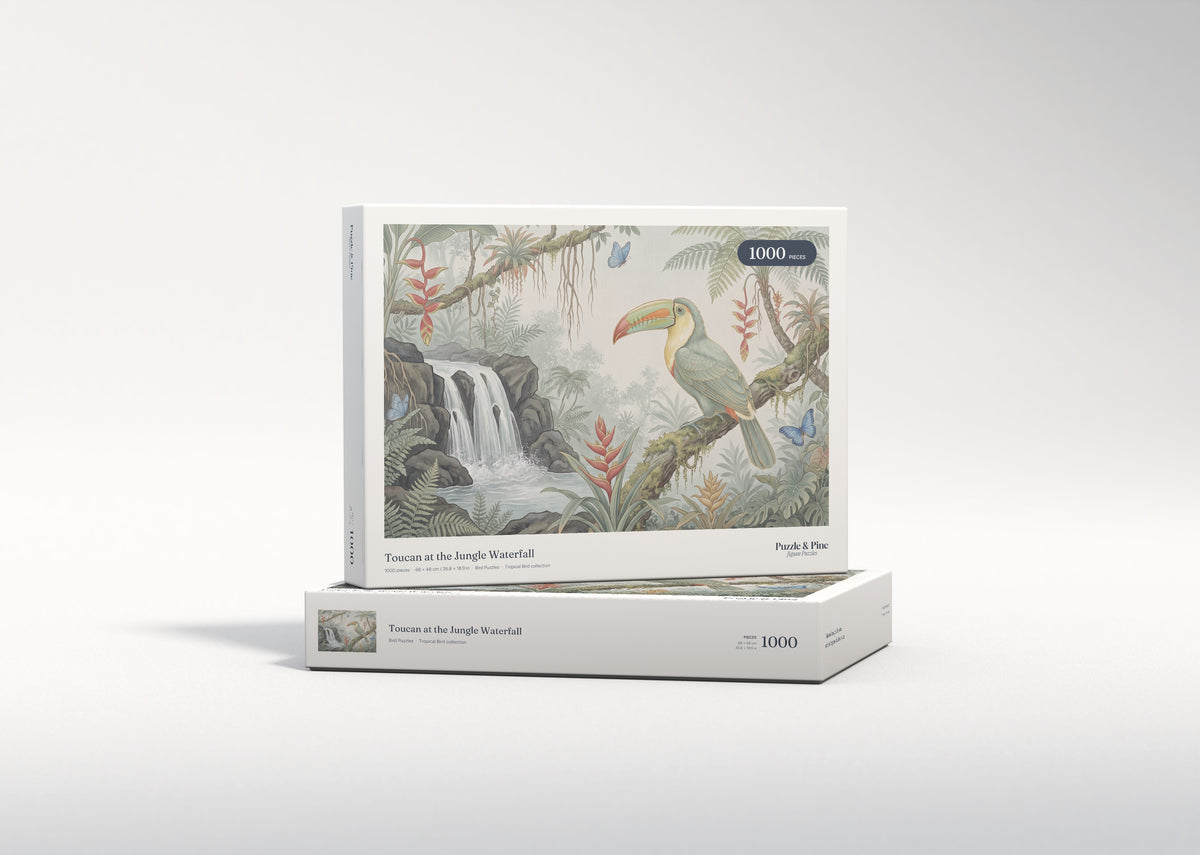 Toucan at the Jungle Waterfall jigsaw puzzle - gift box