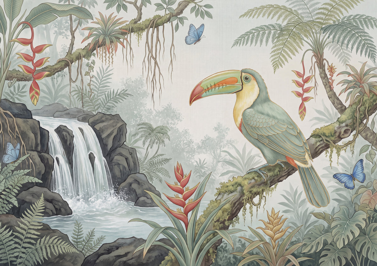 Toucan at the Jungle Waterfall jigsaw puzzle