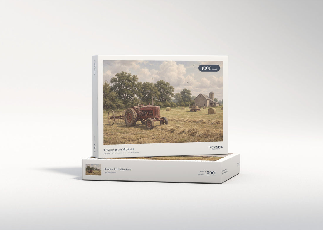 Tractor in the Hayfield jigsaw puzzle - gift box