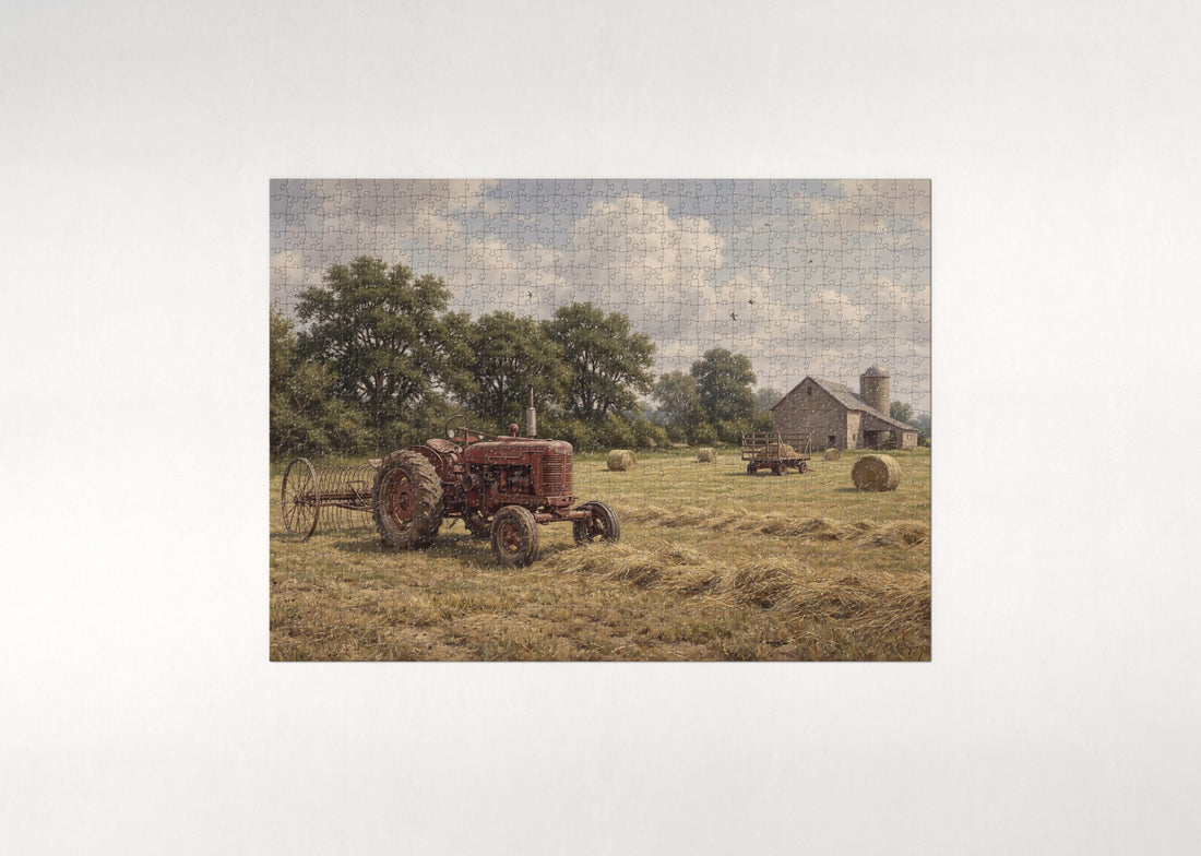 Tractor in the Hayfield jigsaw puzzle - gift box