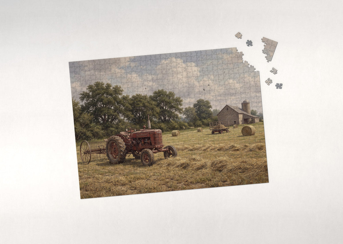 Tractor in the Hayfield jigsaw puzzle - puzzle with loose pieces