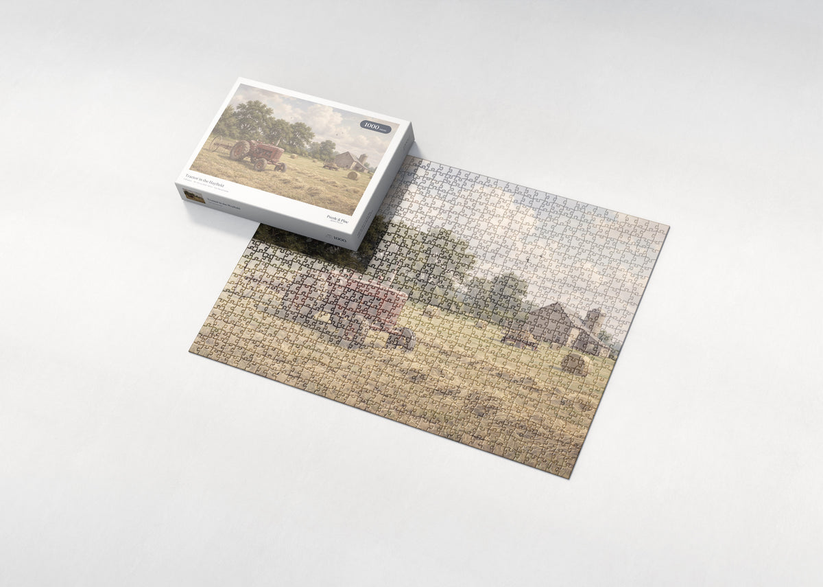 Tractor in the Hayfield jigsaw puzzle - box and puzzle