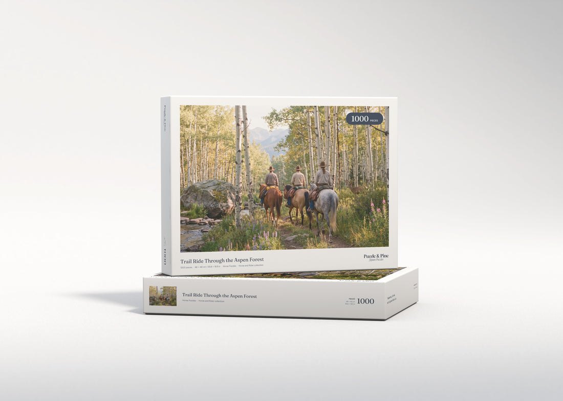 Trail Ride Through the Aspen Forest jigsaw puzzle - gift box