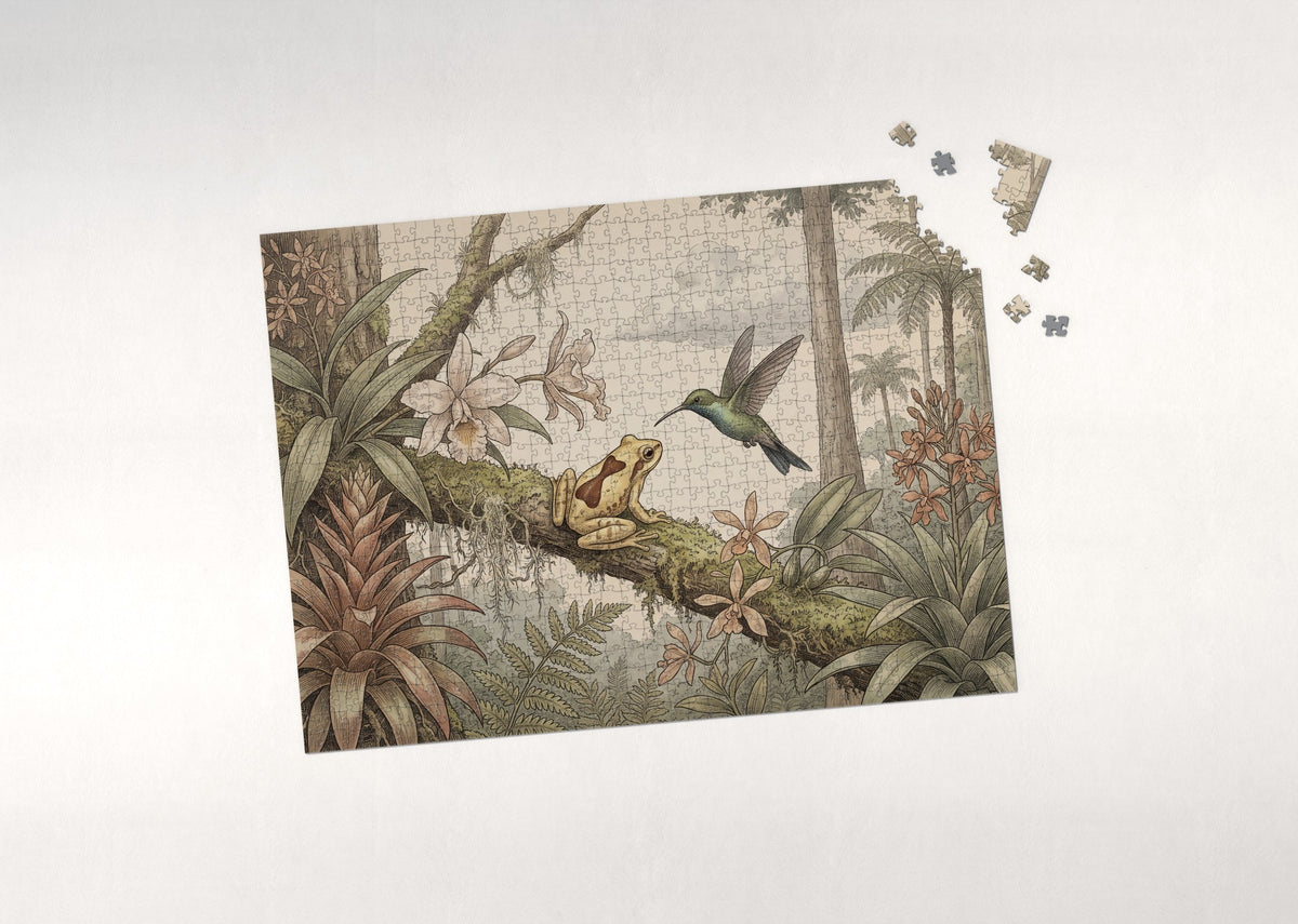 Tree Frog Among the Orchids jigsaw puzzle - puzzle with loose pieces