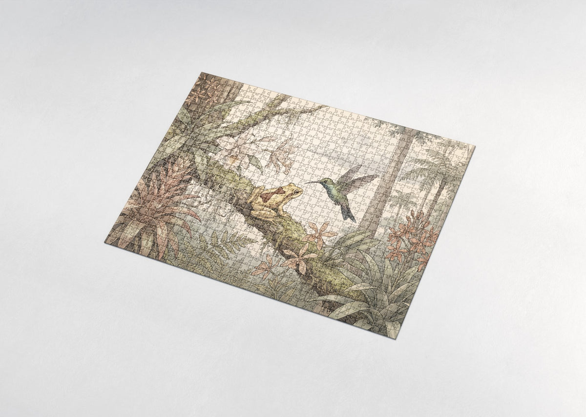 Tree Frog Among the Orchids jigsaw puzzle - assembled puzzle