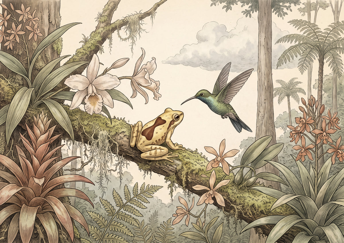 Tree Frog Among the Orchids jigsaw puzzle