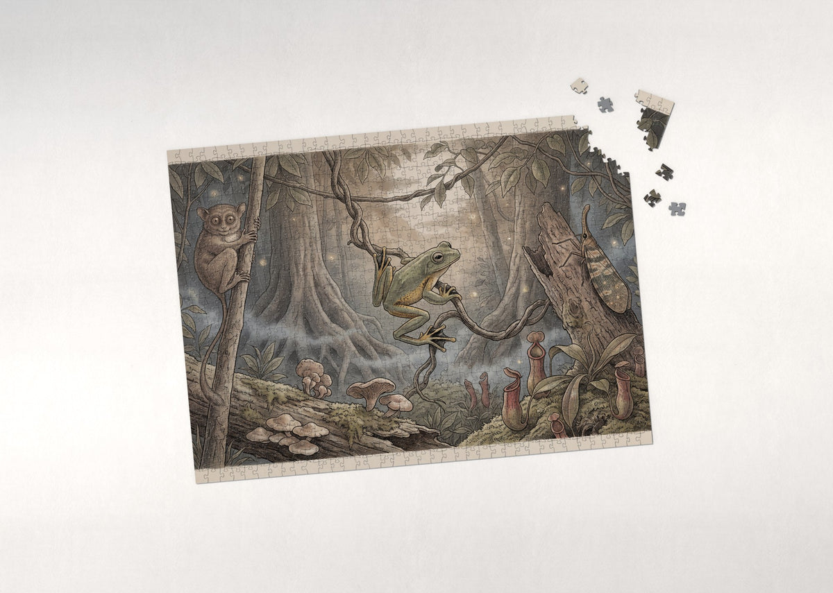 Tree Frog at Night in the Jungle jigsaw puzzle - puzzle with loose pieces
