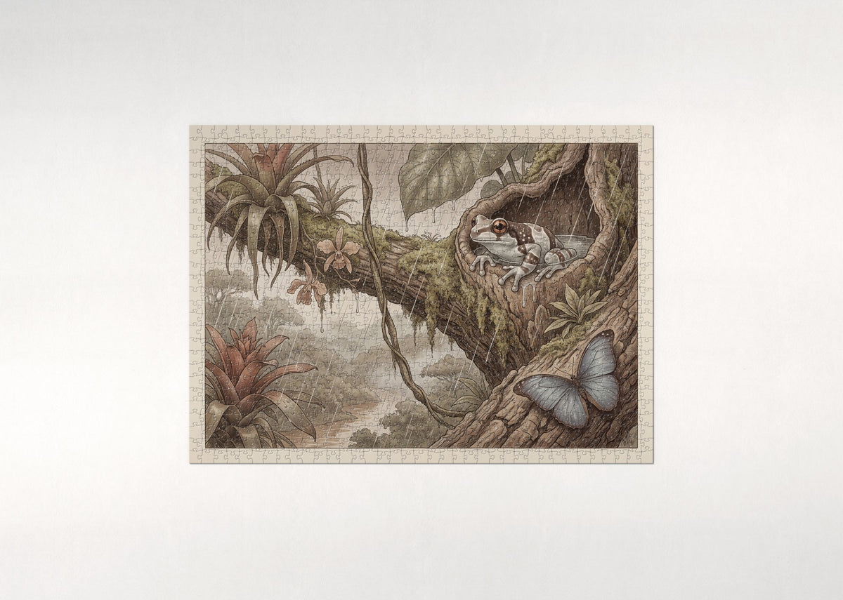 Tree Frog in the Rainforest Rain jigsaw puzzle - flat puzzle
