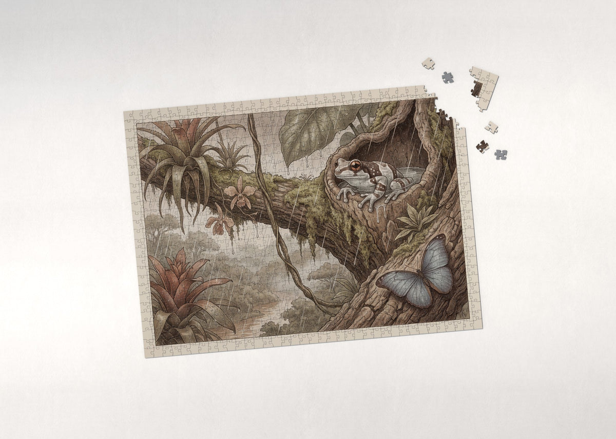 Tree Frog in the Rainforest Rain jigsaw puzzle - puzzle with loose pieces