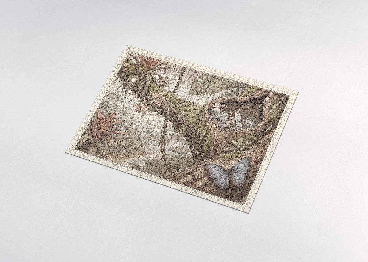 Tree Frog in the Rainforest Rain jigsaw puzzle - assembled puzzle
