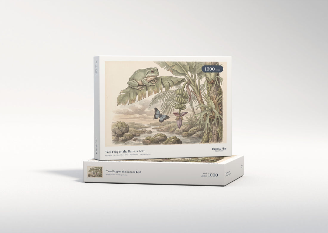 Tree Frog on the Banana Leaf jigsaw puzzle - gift box