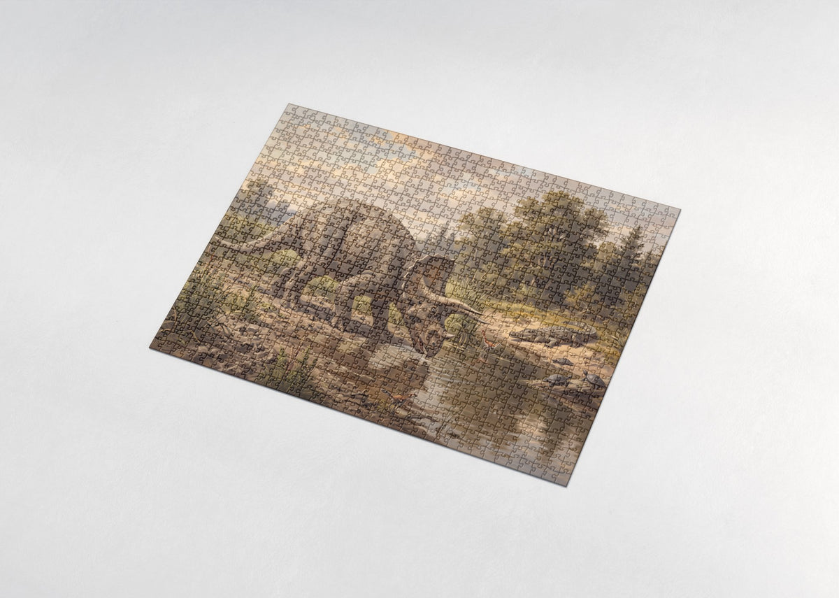 Triceratops at the Watering Hole jigsaw puzzle - assembled puzzle