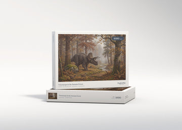 Triceratops in the Autumn Forest jigsaw puzzle - gift box