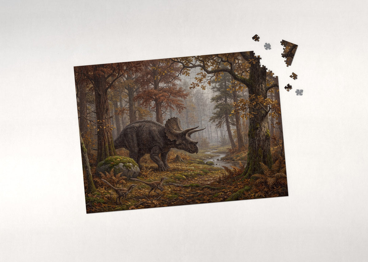Triceratops in the Autumn Forest jigsaw puzzle - puzzle with loose pieces