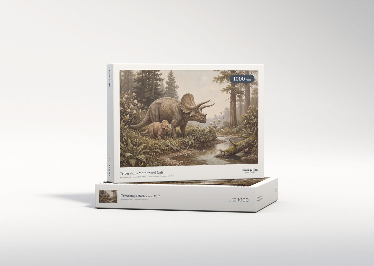 Triceratops Mother and Calf jigsaw puzzle - gift box