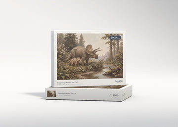 Triceratops Mother and Calf jigsaw puzzle - gift box