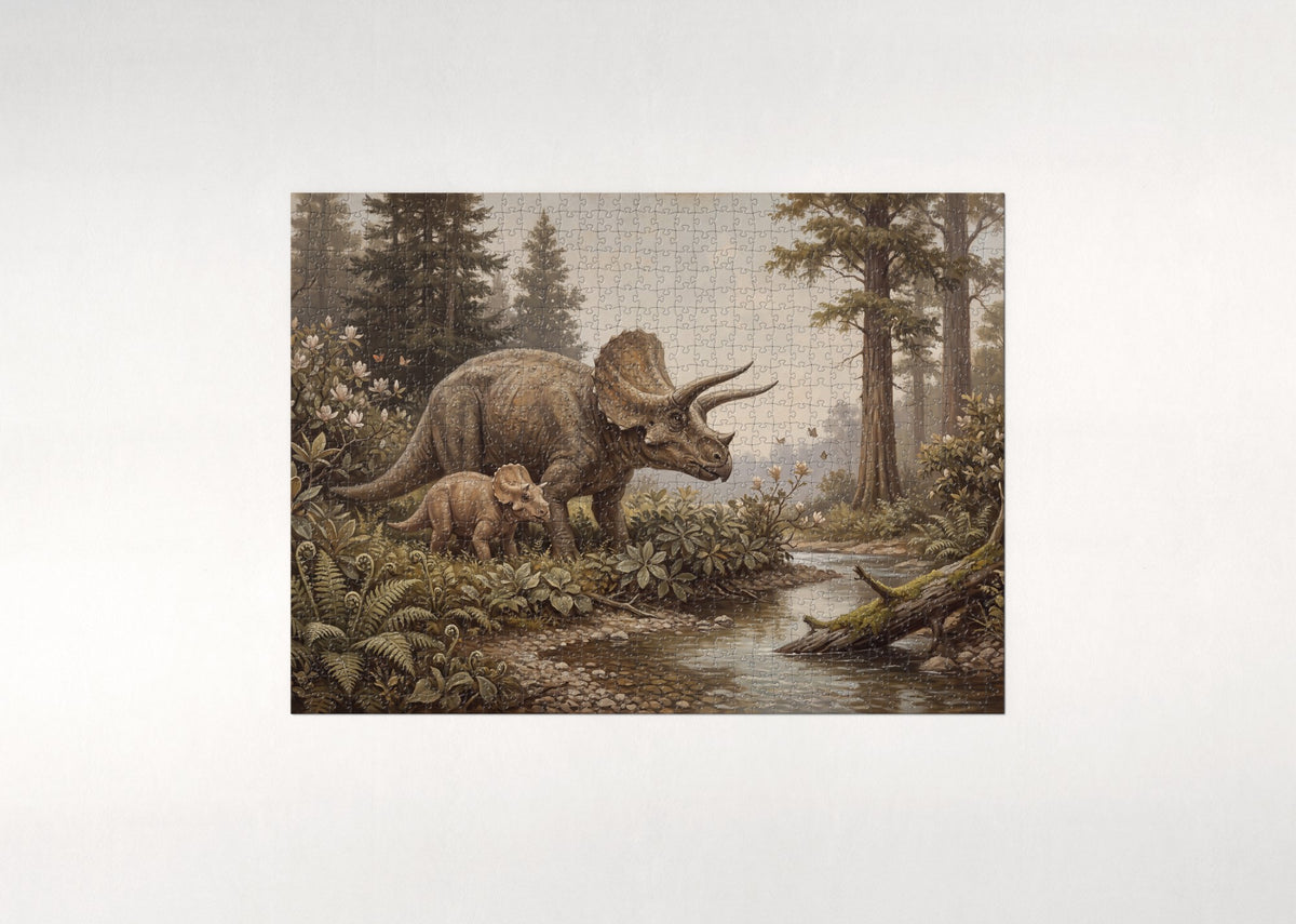 Triceratops Mother and Calf jigsaw puzzle - flat puzzle