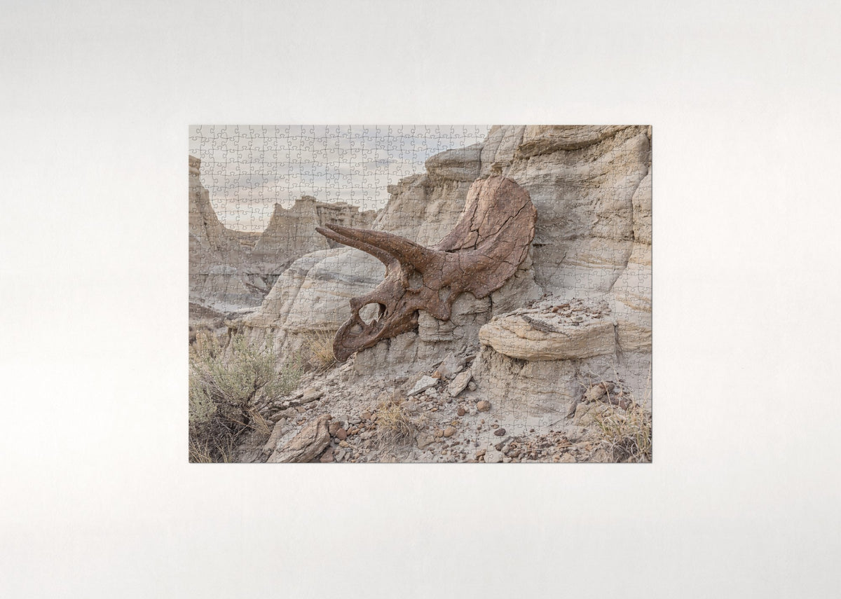Triceratops Skull in the Rock jigsaw puzzle - flat puzzle