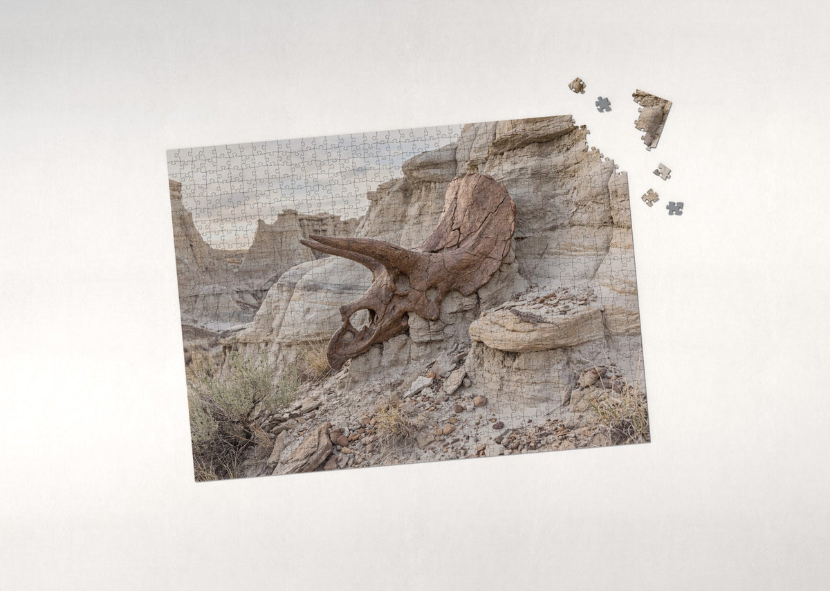 Triceratops Skull in the Rock jigsaw puzzle - puzzle with loose pieces