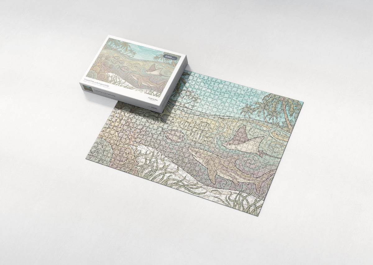 Tropical Fish at the Lagoon Edge jigsaw puzzle - box and puzzle