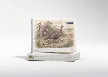 Turkey Hen and Poults in the Grass jigsaw puzzle - gift box