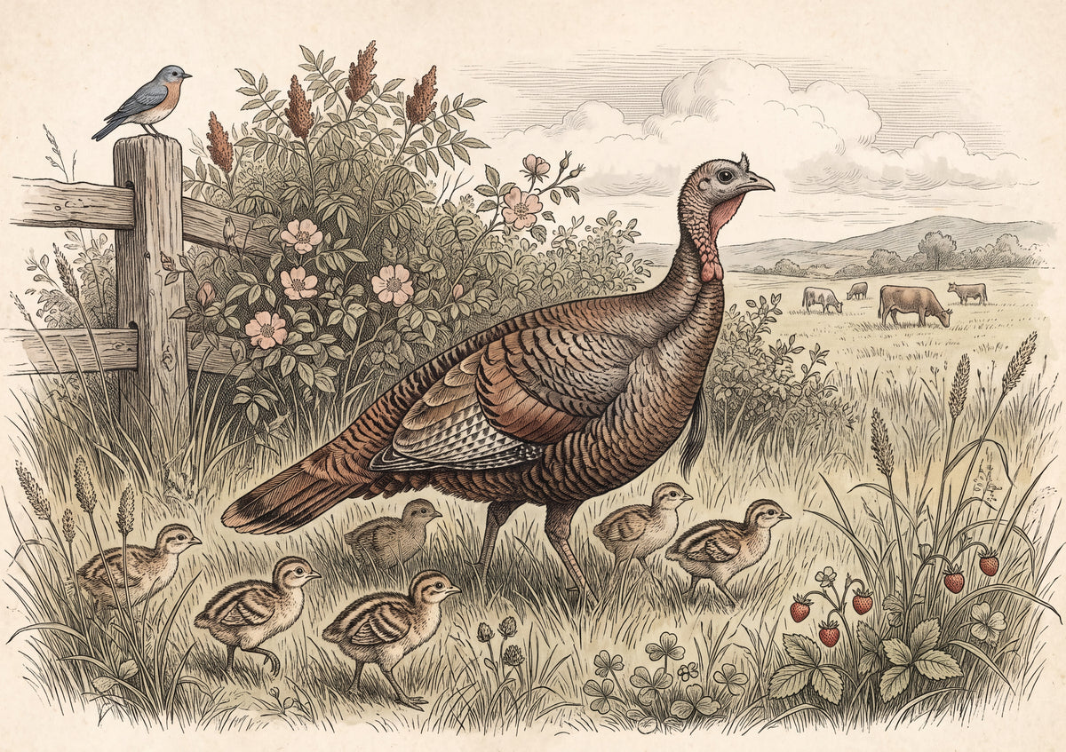 Turkey Hen and Poults in the Grass jigsaw puzzle