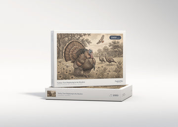 Turkey Tom Displaying in the Meadow jigsaw puzzle - gift box