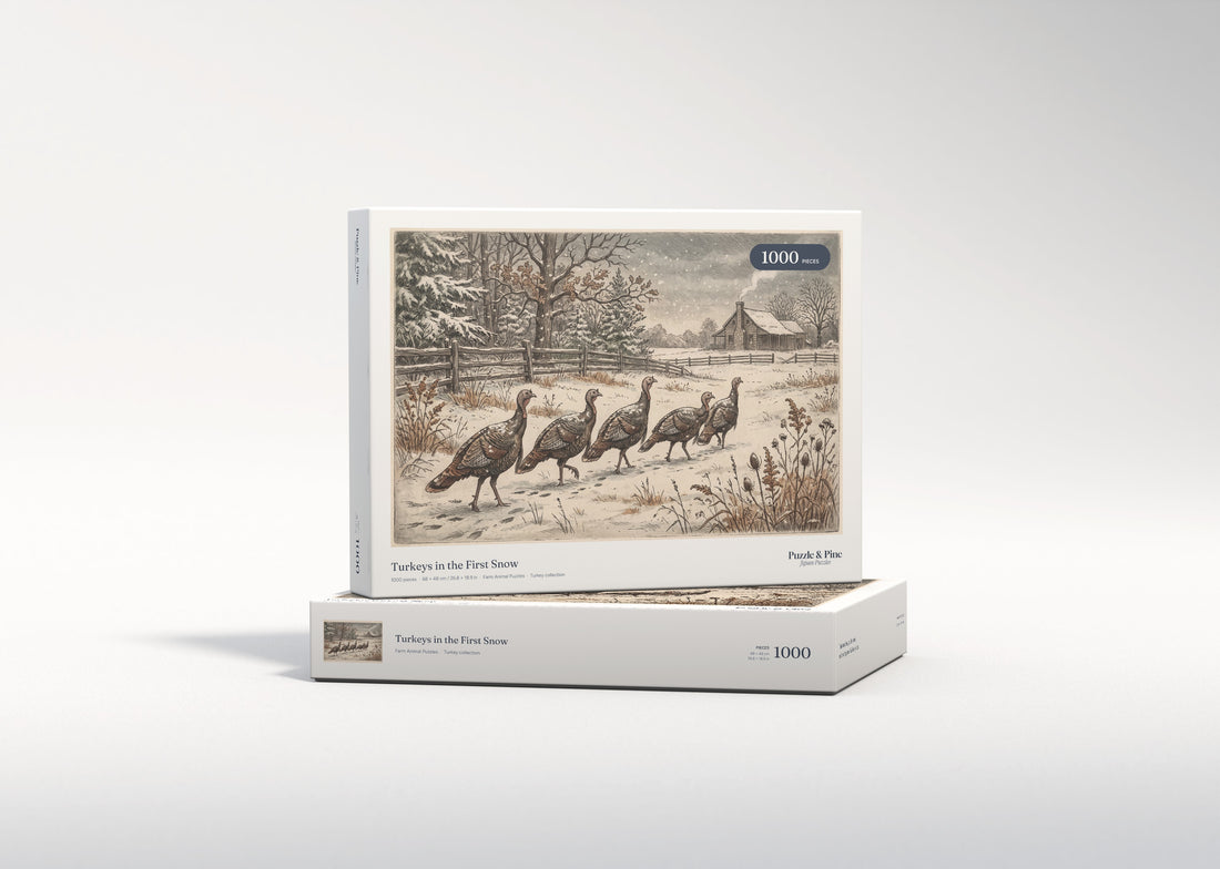 Turkeys in the First Snow jigsaw puzzle - gift box