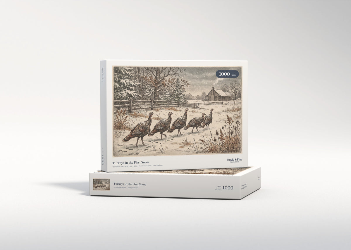 Turkeys in the First Snow jigsaw puzzle - gift box