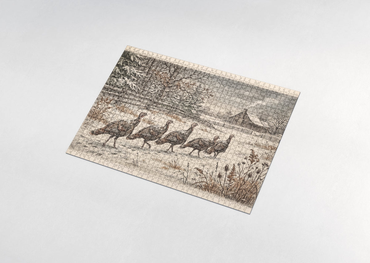 Turkeys in the First Snow jigsaw puzzle - assembled puzzle