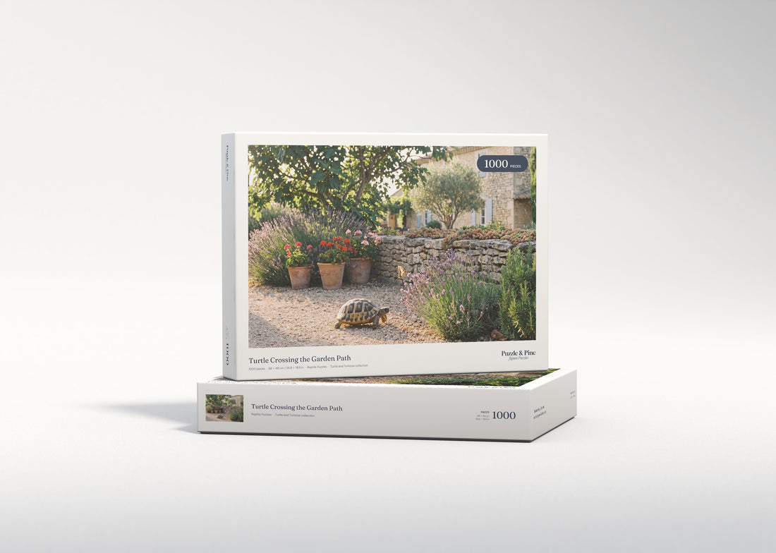 Turtle Crossing the Garden Path jigsaw puzzle - gift box