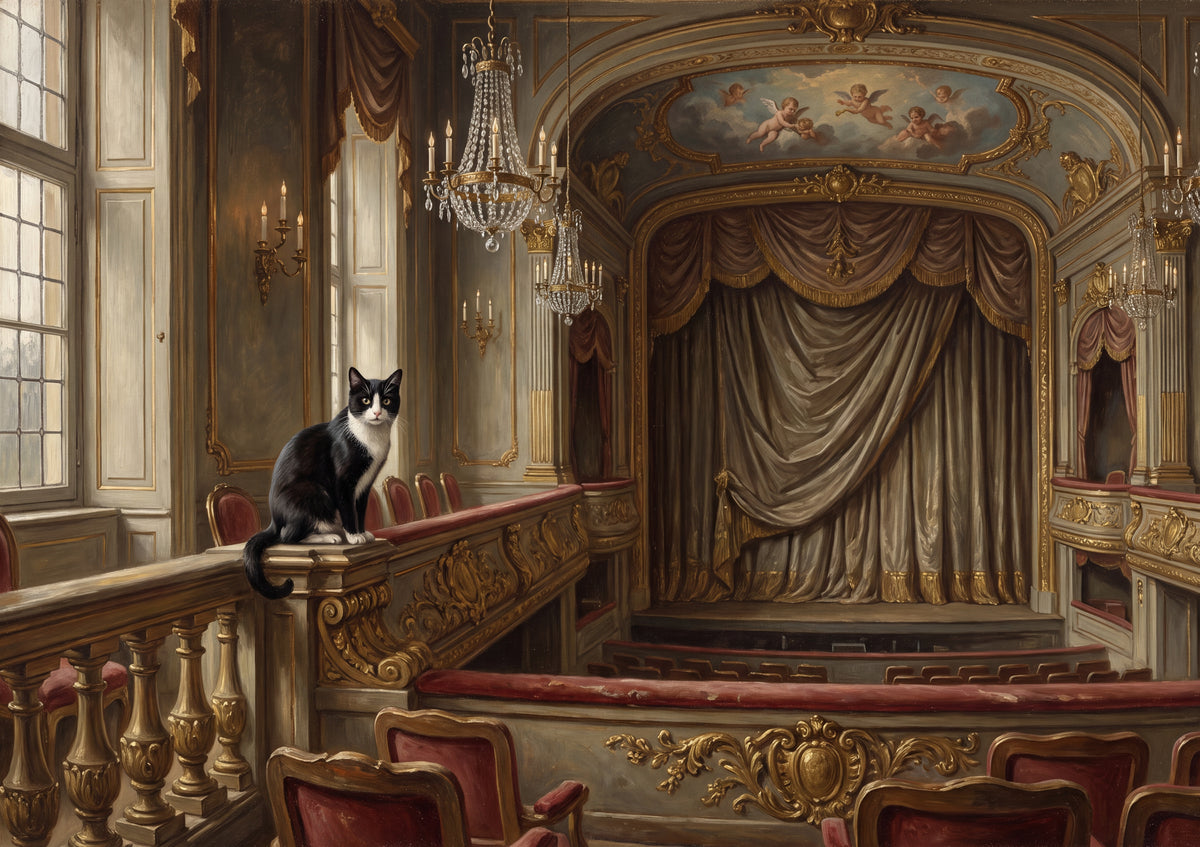 Tuxedo Cat On the Velvet Theater Balcony jigsaw puzzle