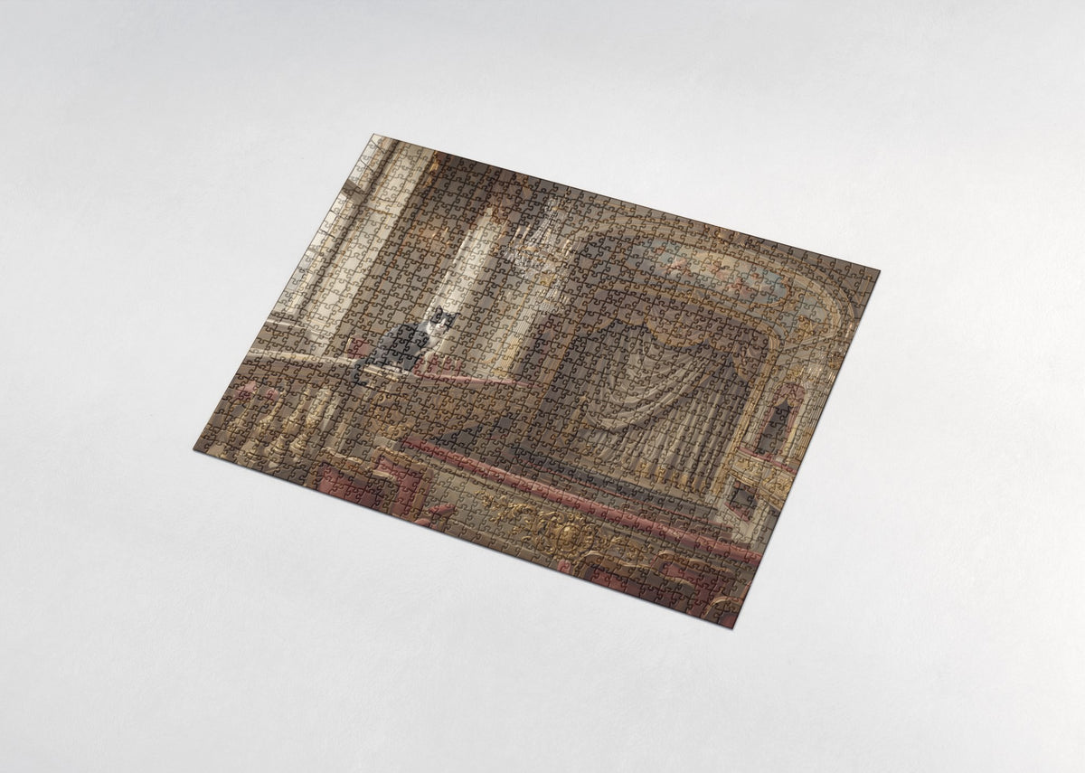 Tuxedo Cat On the Velvet Theater Balcony jigsaw puzzle - assembled puzzle
