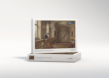 Tuxedo Cat On the Velvet Theater Balcony jigsaw puzzle - gift box