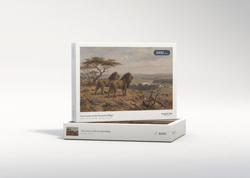 Two Lions on the Savanna Ridge jigsaw puzzle - gift box