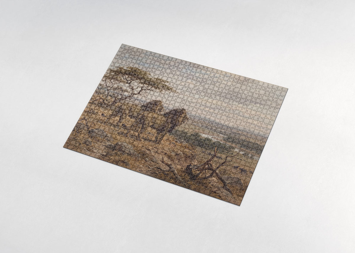 Two Lions on the Savanna Ridge jigsaw puzzle - assembled puzzle
