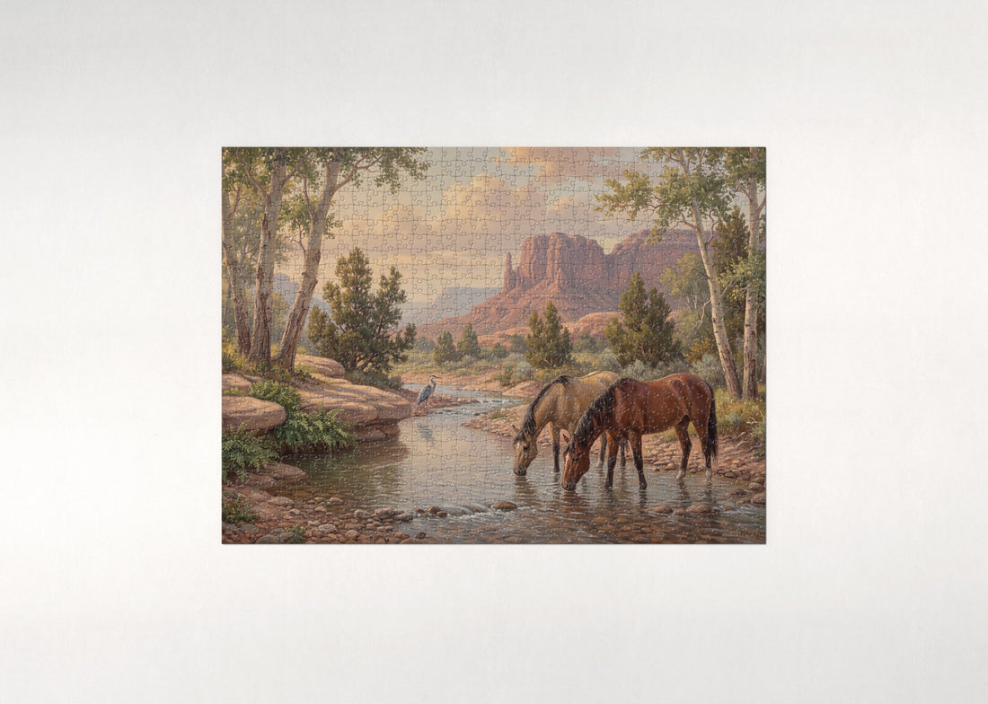 Two Wild Horses at the Canyon Creek jigsaw puzzle - gift box