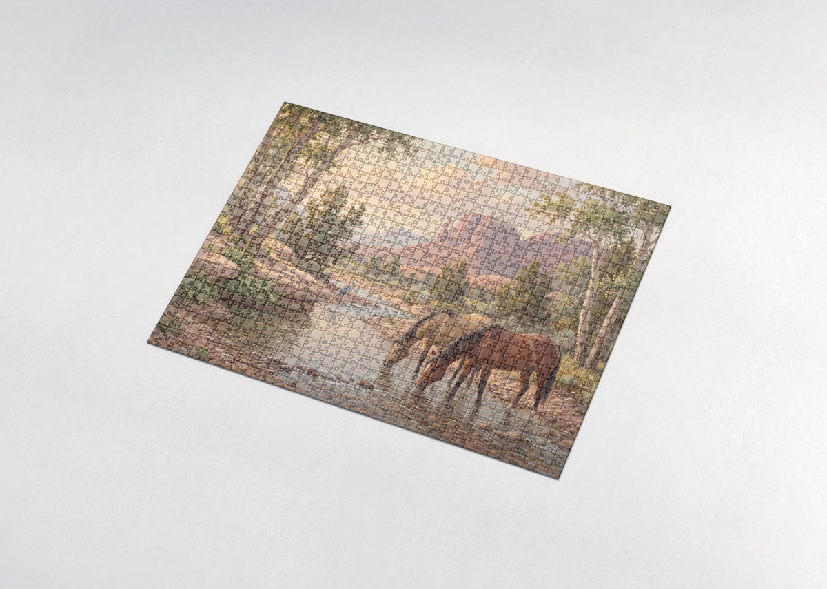 Two Wild Horses at the Canyon Creek jigsaw puzzle - assembled puzzle