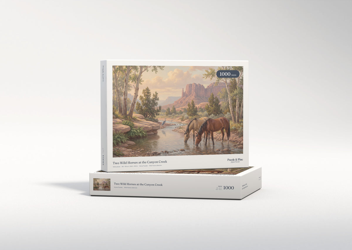 Two Wild Horses at the Canyon Creek jigsaw puzzle - gift box